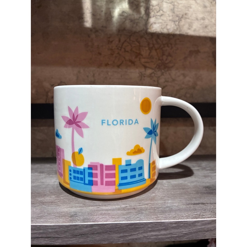 Starbucks Been There Series Florida Coffee Mug 14oz White Blue Pink Yellow 2018